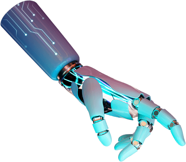 Robotic hand reaching downward